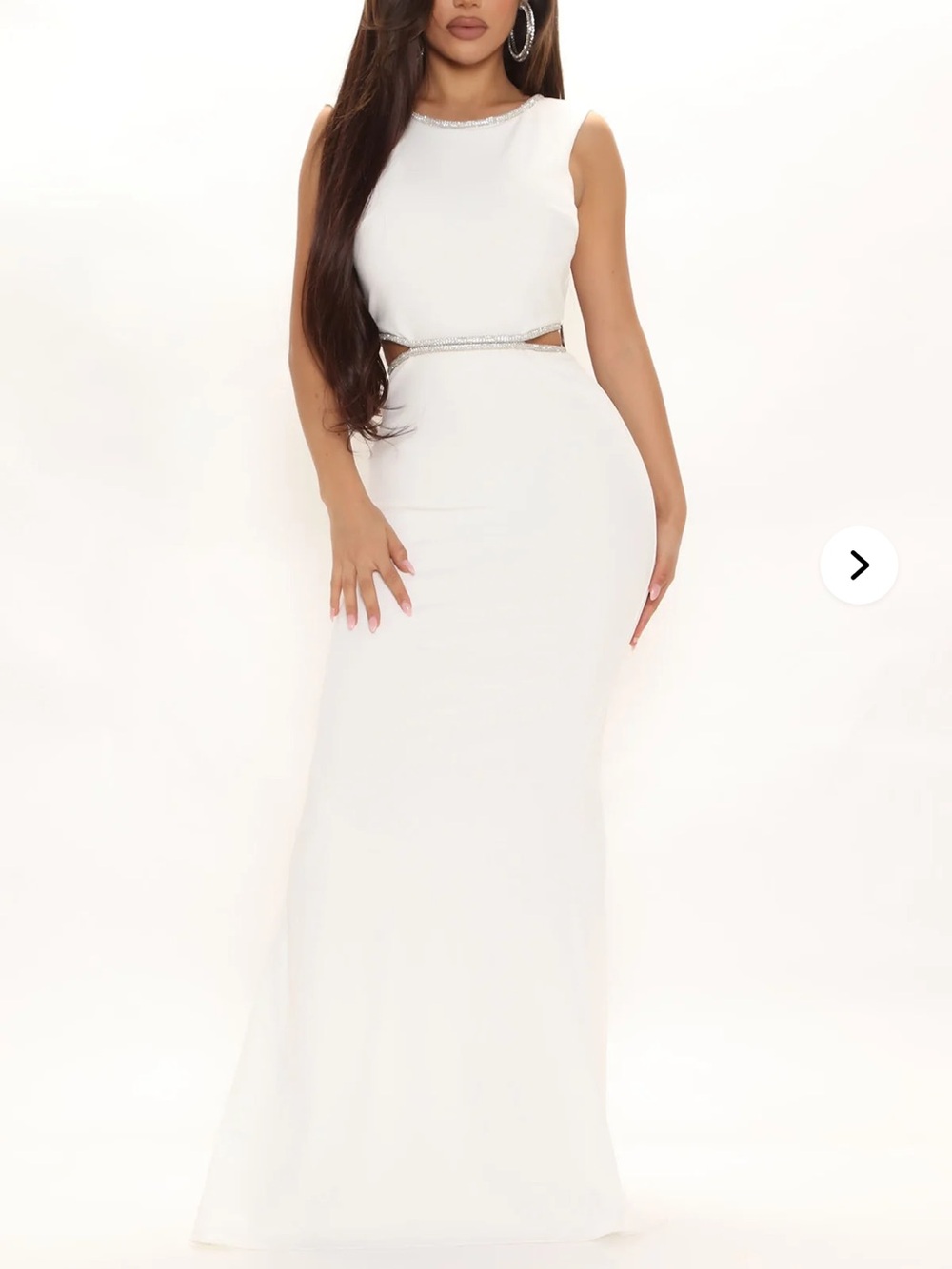 Fashion Nova White Cut Out Backless Gown w/Silver Accents Size M Medium Bridal - Picture 16 of 16